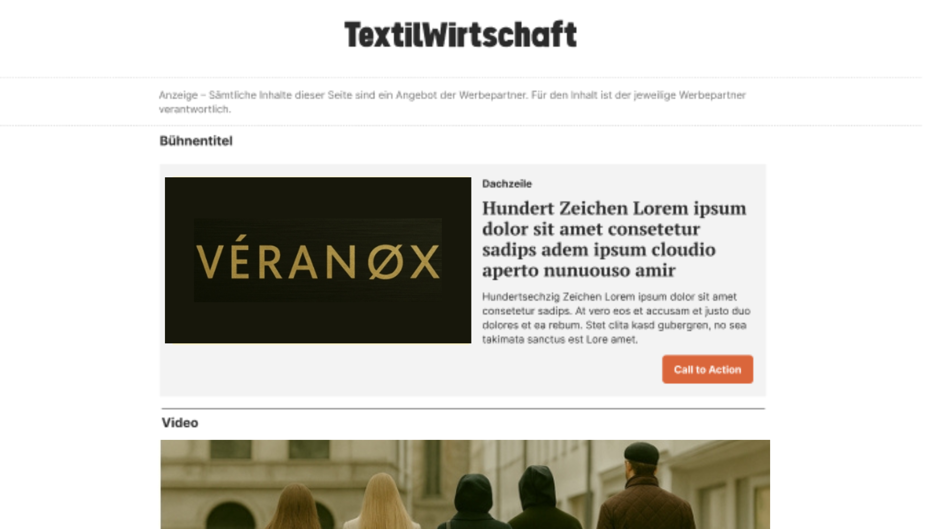Standalone Text-Bild-Teaser, optional mit Call-To-Action (auch als Slider verfügbar): Ideal für Unternehmensinfos, Kollektionen und Orderlogik, Arbeitgeber-Benefits sowie Case Studies, Studien oder Best Practices.